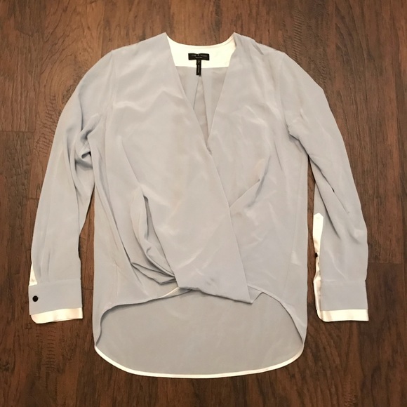 rag & bone Tops - Rag & Bone Victor Gray Blue White Silk Blouse S